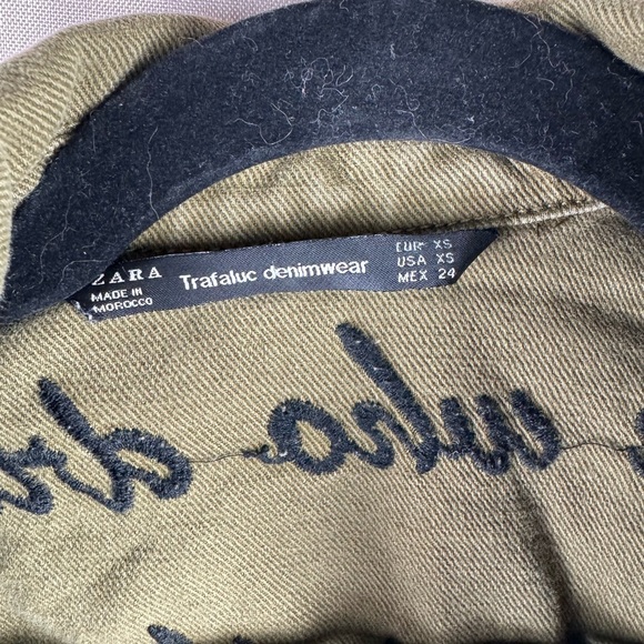 ZARA Cropped Military Jacket Embroidered Army Green Size XS - Picture 10 of 12